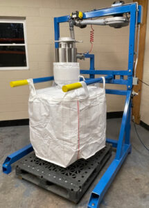 AFC bulk bag filling station with white bag in Clifton, NJ test lab