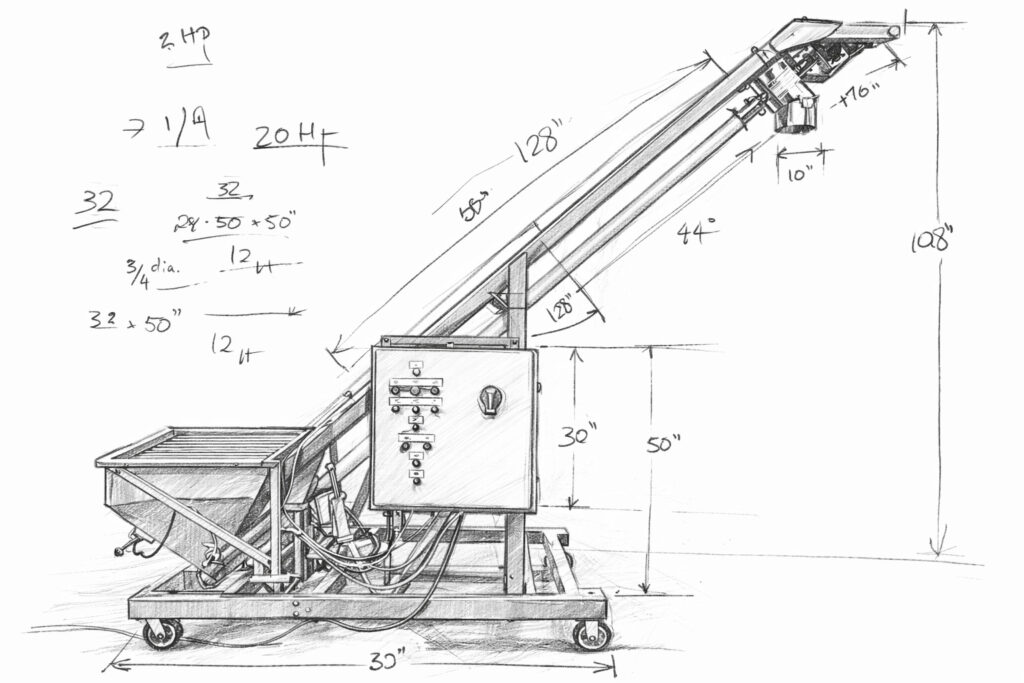 Pencil sketch of potential conveyor configuration