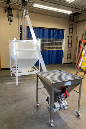 AFC sanitary Spiralfeeder conveyor with integrated powder container IBC