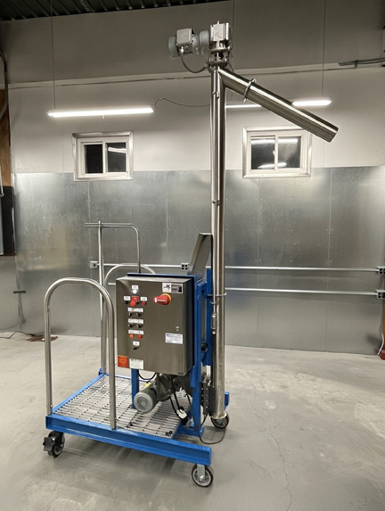 AFC Spiralfeeder screw conveyor in vertical configuration NJ test laboratory